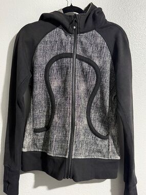 lululemon athletica scuba Black and Heather Gray Zip-Up Hooded Jacket